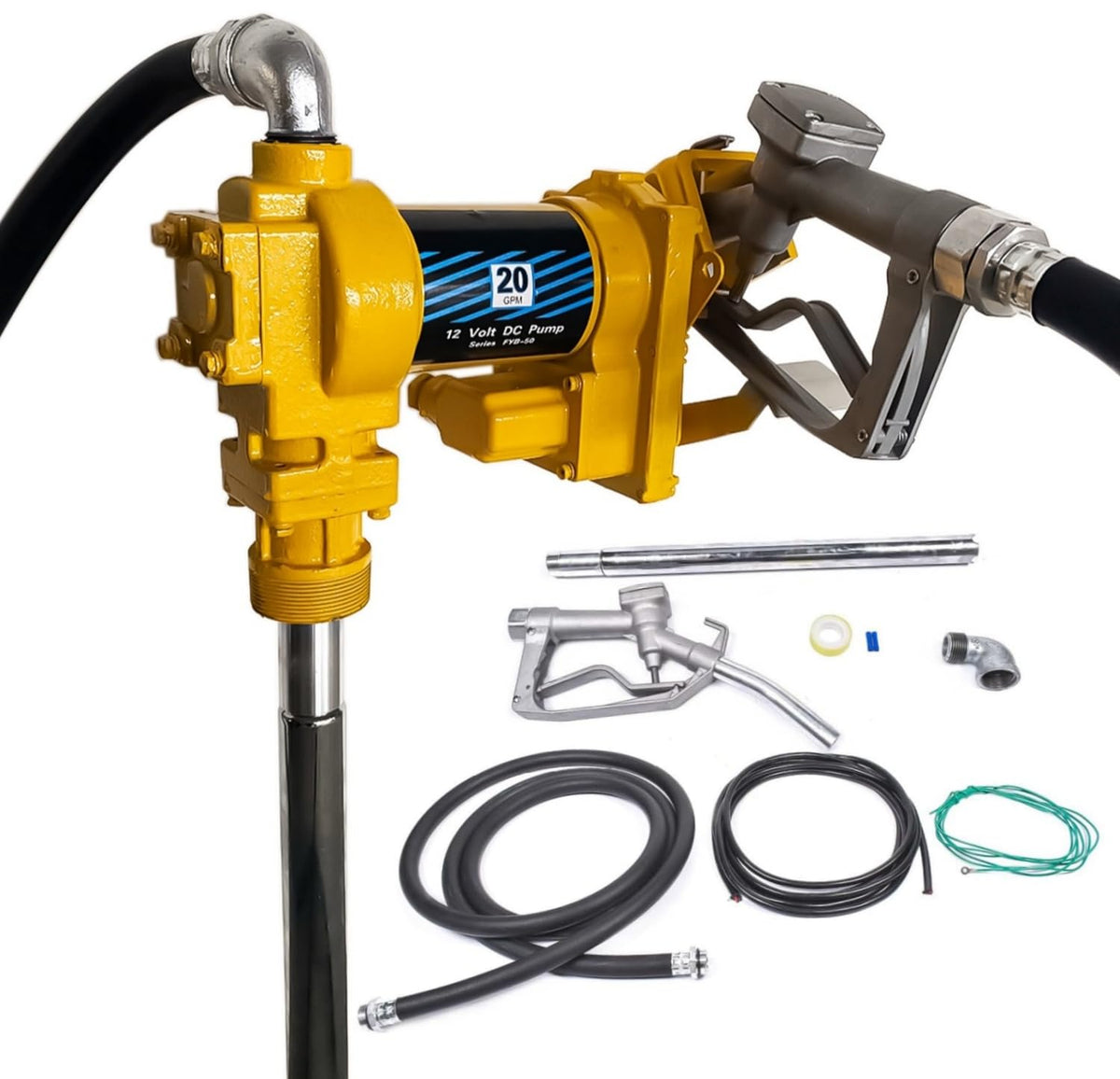 20GPM 12V DC Fuel Transfer Pump Gasoline Pump with Discharge Hose & Manual Nozzle for Transfer of Gasoline, Diesel, Kerosene, Et