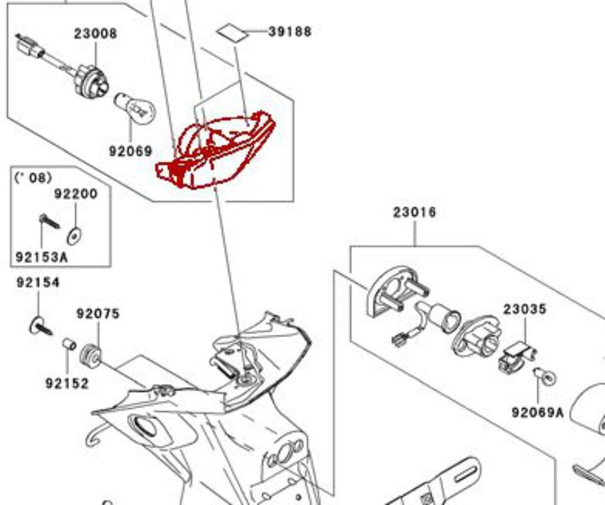 Mzs Motorcycle Tail Light Turn Signal Led Integrated Blinker Compatible With Ex 250 Ex250 2008 2009 2010 2011 2012 Smoke
