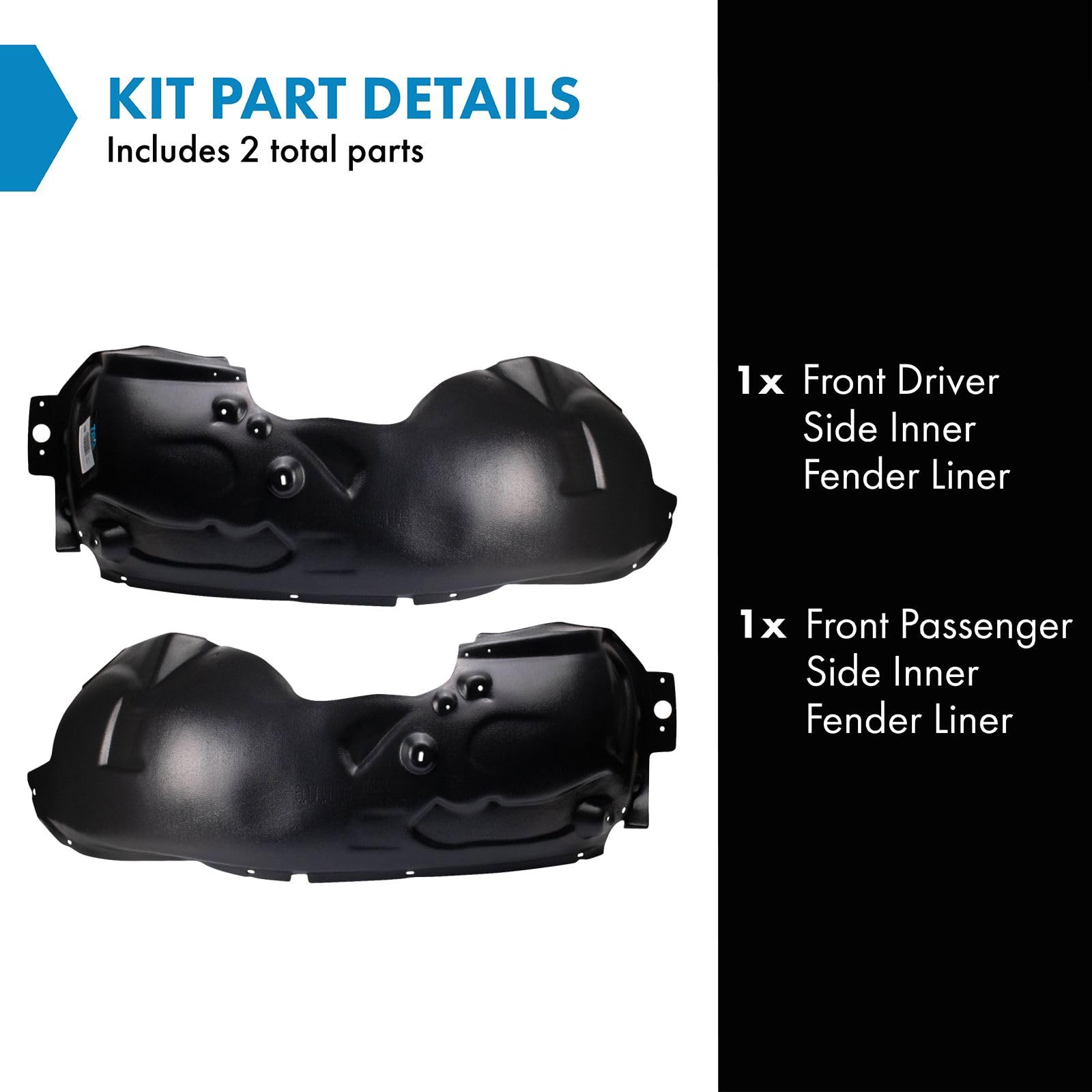 Trq Front Inner Fender Liner Set Compatible With 2011-2016 Ford F-250 Super Duty F-350 Super Duty Fo1248156 Fo1249156