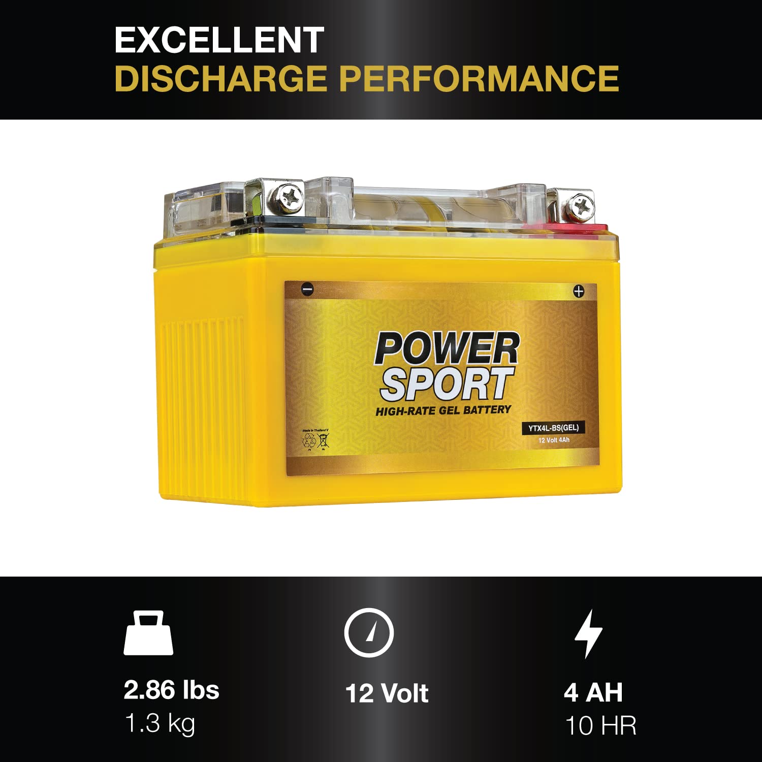 Expertpower Ytx4L-Bs Gel Battery Replacement For Kawasaki 125 Z125 Pro 17-19