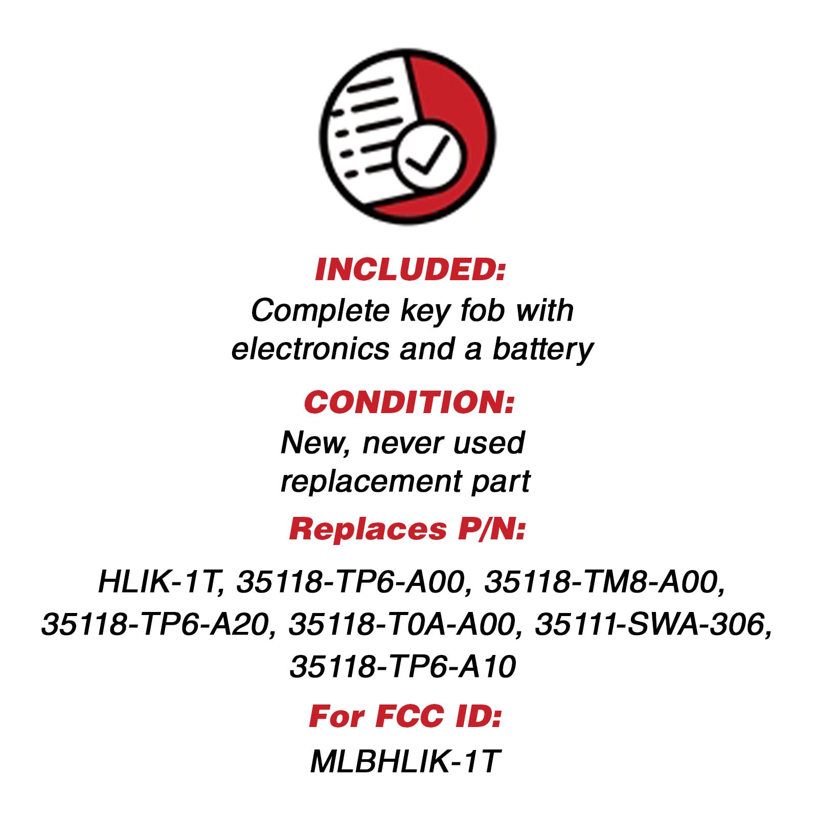 Keylessoption Keyless Entry Remote Control Uncut Car Ignition Key Fob Replacement For Mlbhlik-1T