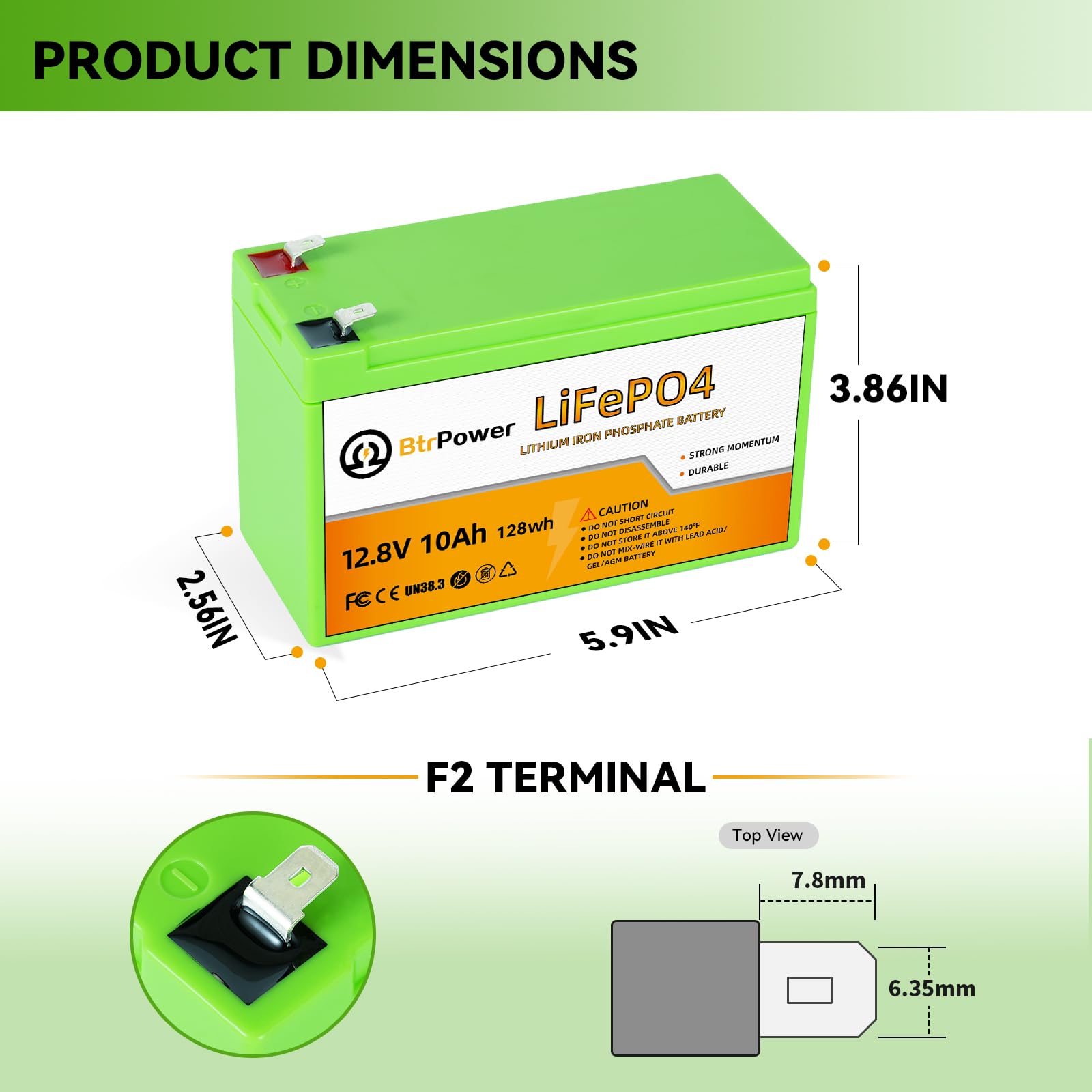 Btrpower 12V 10Ah Lifepo4 Battery,3000+ Deep Cycles Lithium Batteries,Built-In 10A Bms,Perfect For Cyberpower Ups,Fishfinder,Lig