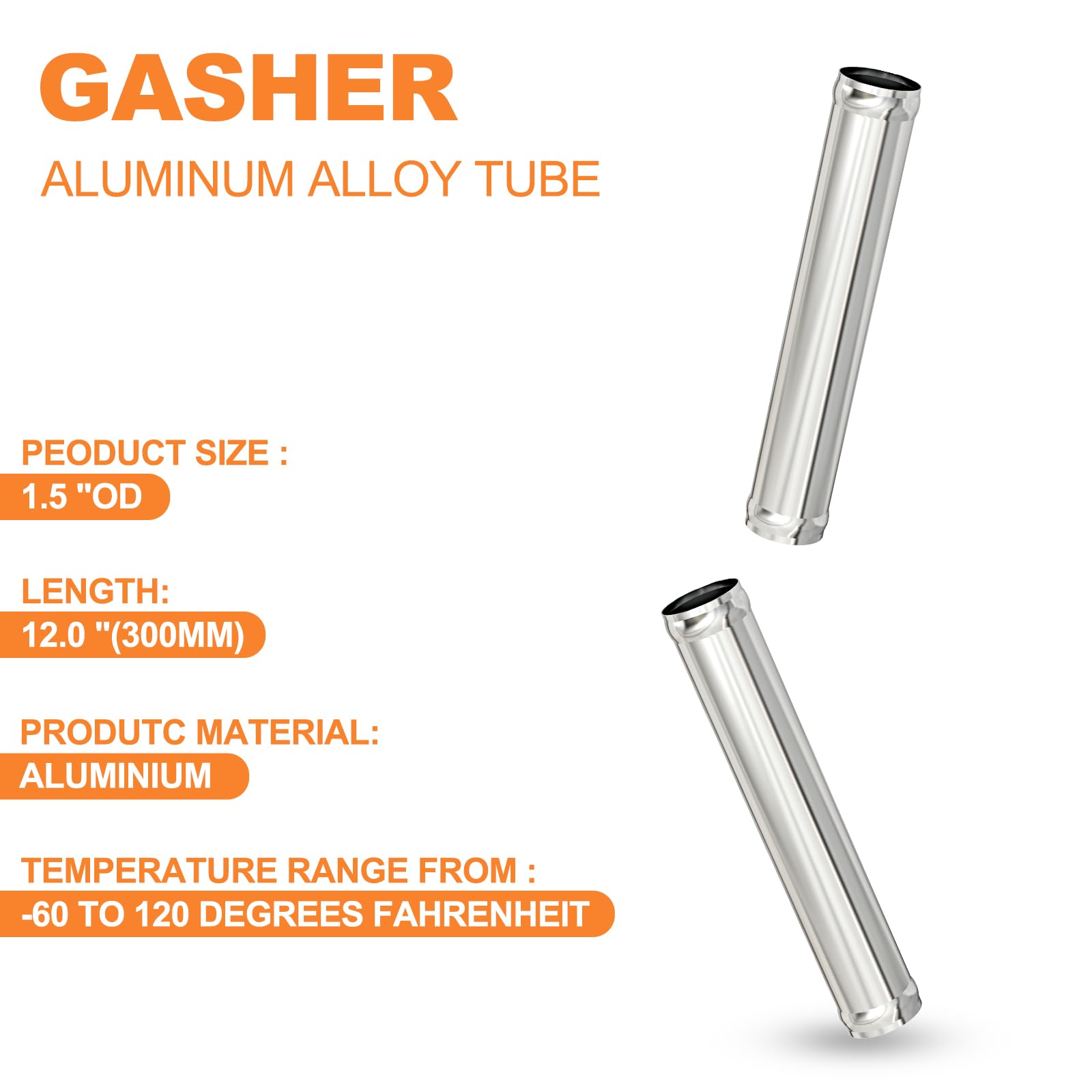 Gasher 2Pcs 12''(300Mm) Aluminum Alloy Tube 1.5''Od Intercooler Pipe With Bead Roll For Intake And Cooling Systems