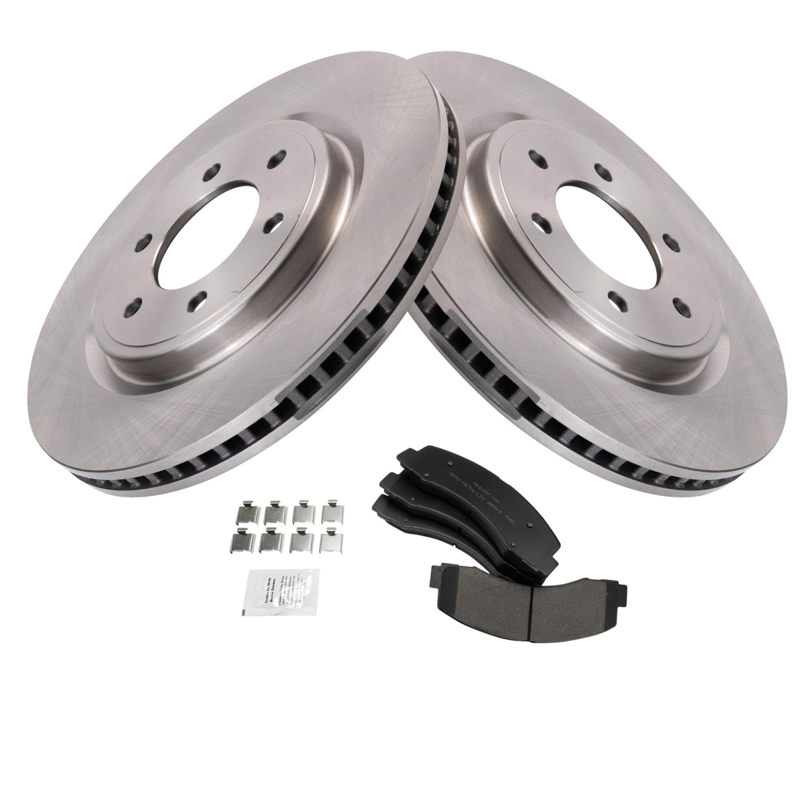 Trq Front Brake Pad & Rotor Kit Brake Pads Brake Rotor Semi-Metallic Compatible With 2022 Lincoln Navigator