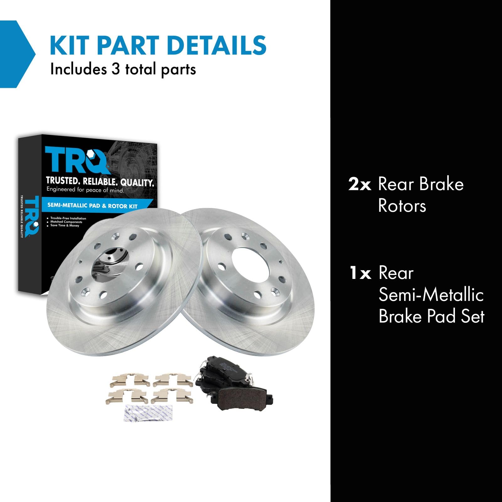 Trq Rear Brake Pad & Rotor Kit Brake Pads Brake Rotor Semi-Metallic Compatible With 2016-2018 Mazda Cx-3