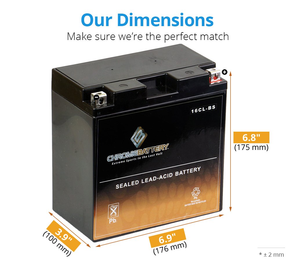 Cb Chromebattery Yb16Cl-Bs Maintenance-Free, 240Cca, 12V 19Ah Battery Replacement For Brp Sea-Doo Jet Skis, And More - Nut And B