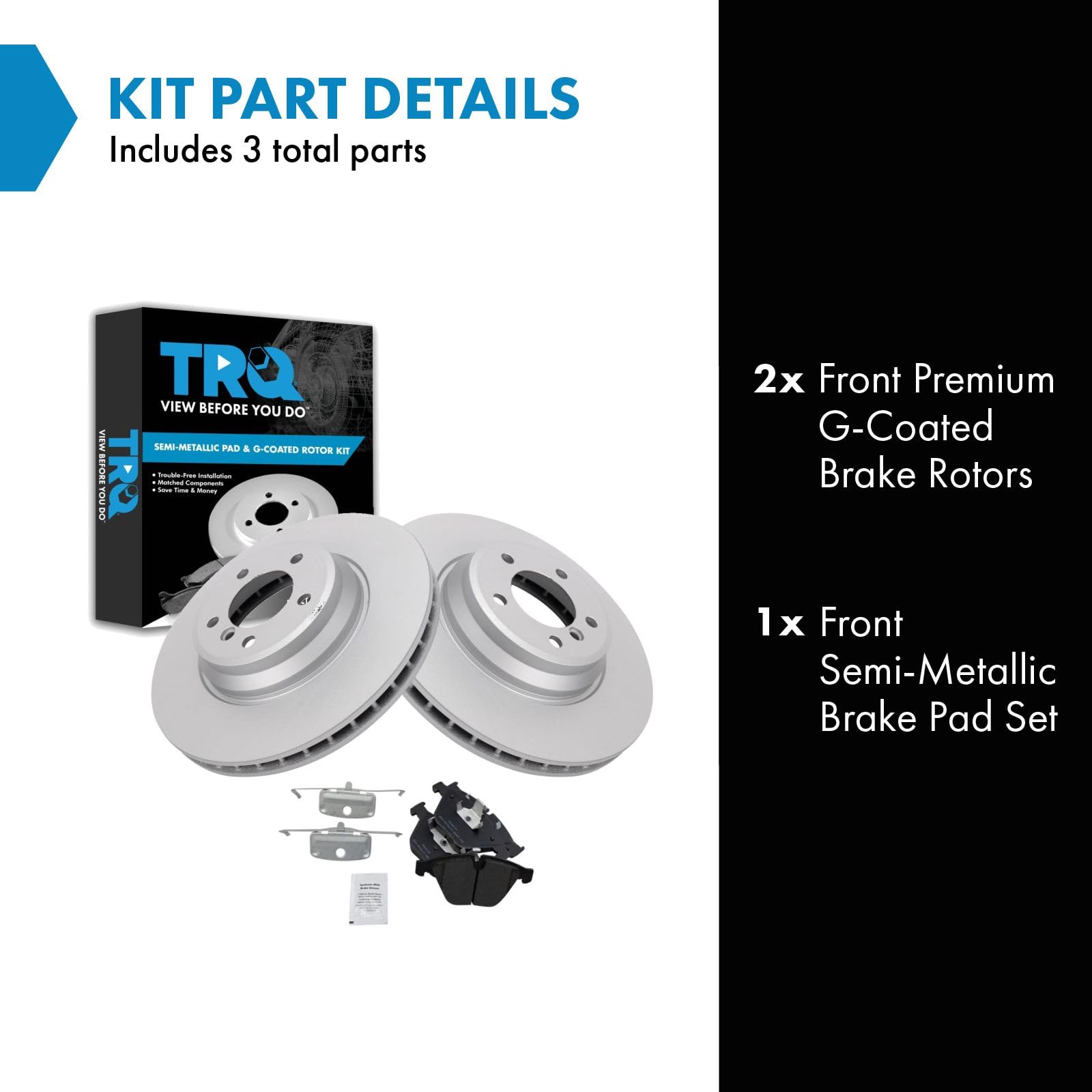 Trq Front Brake Pad & Rotor Kit Compatible With 07-15 Bmw