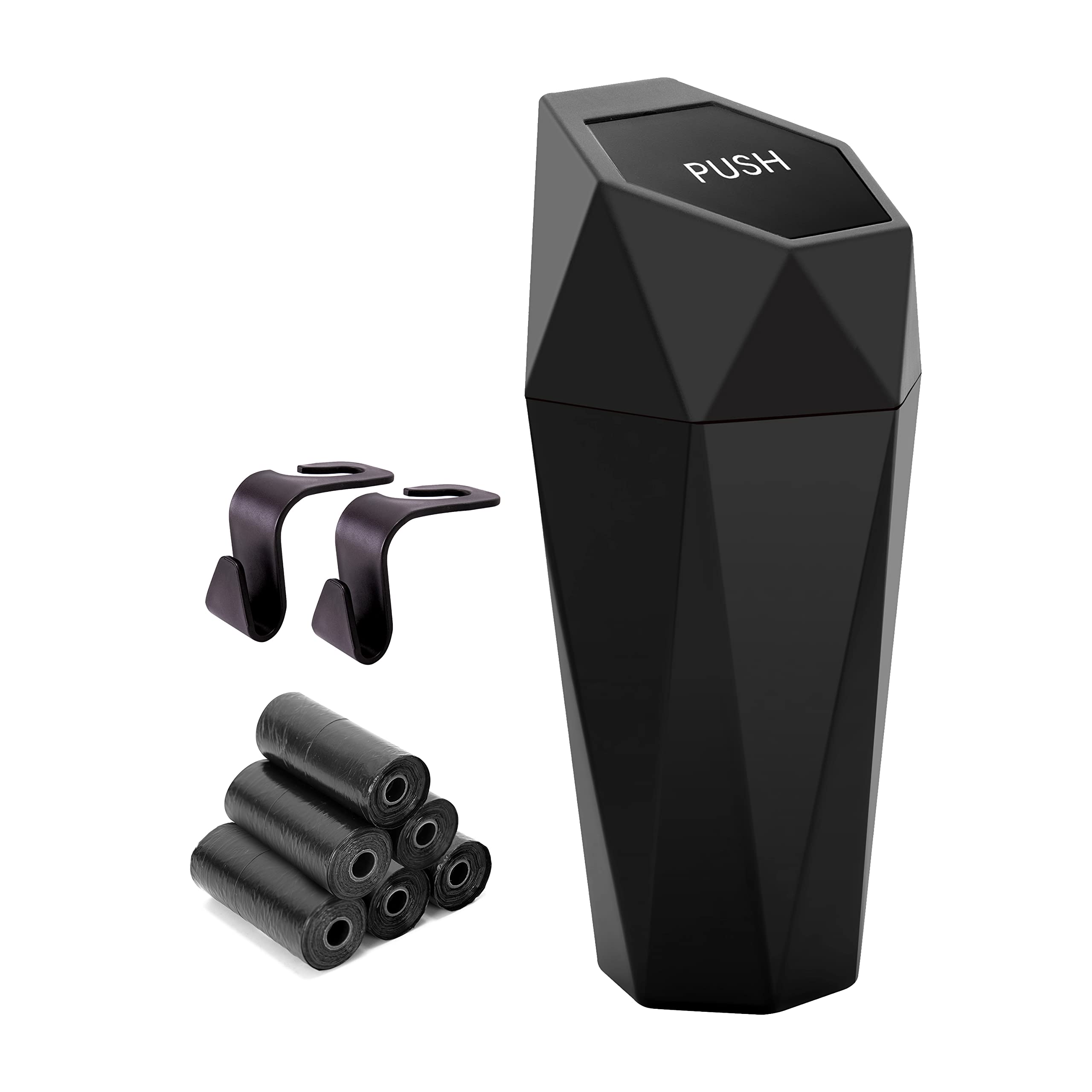 Car Trash Can Cup Holder, Ginsco Mini Car Trash Can With Lid, Car Accessories For Interior, Leakproof Small Trash Cup For Car, H