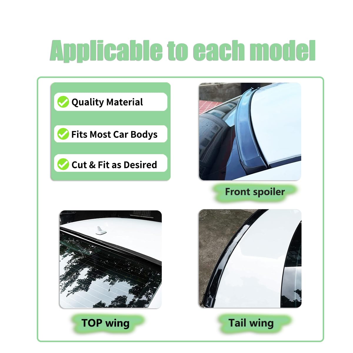 Ziciner Car Trunk Spoiler Lip Kit, 4.9 Ft Anti-Scratch Abrasion Auto Rear Wing Decor Strip, Carbon Fiber Pattern Rubber Spoiler