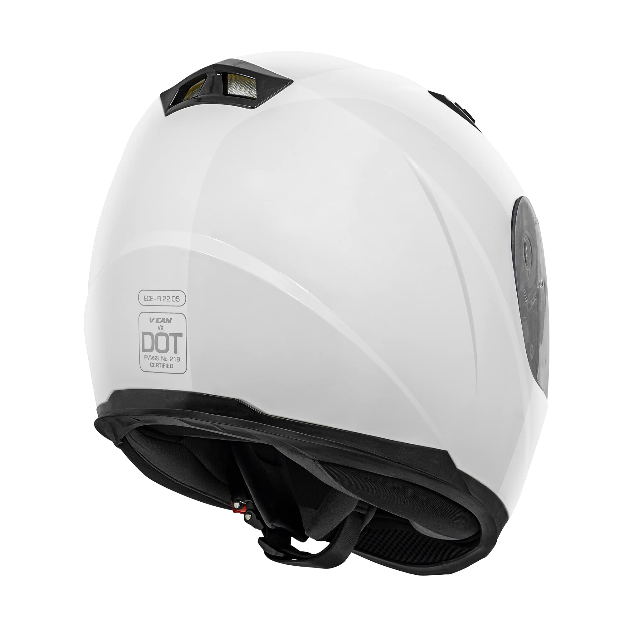 Vcan Vx Lightweight Full Face Motorcycle Street Bike Helmet With Extra Tinted Visor Dot Approved (White, Small)