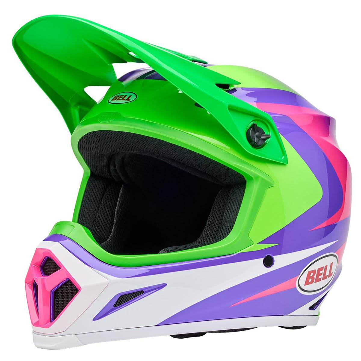 Bell Mx-9 Mips Dirt Helmet (Gloss Jackal Hi-Viz Green/Purple - Large)