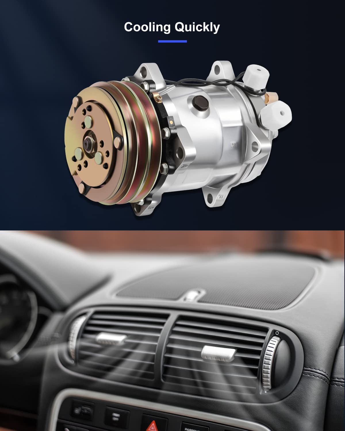 Eccpp A/C Compressor 1985-1986 Fit For Jeep Cj7 2.5L 1987-1990 For Jeep Wrangler 2.5L Ac Compressor With Clutch