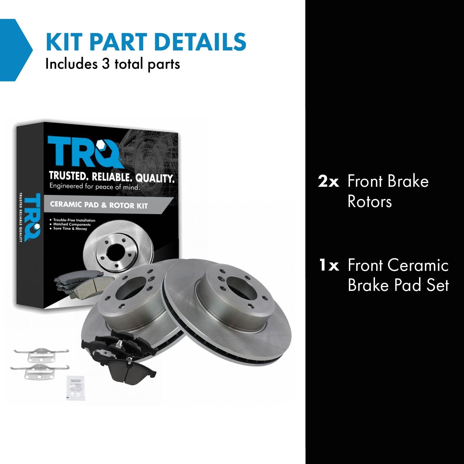 Trq Rotor & Brake Pad Kit Ceramic Front For 04-10 Bmw 5 Series