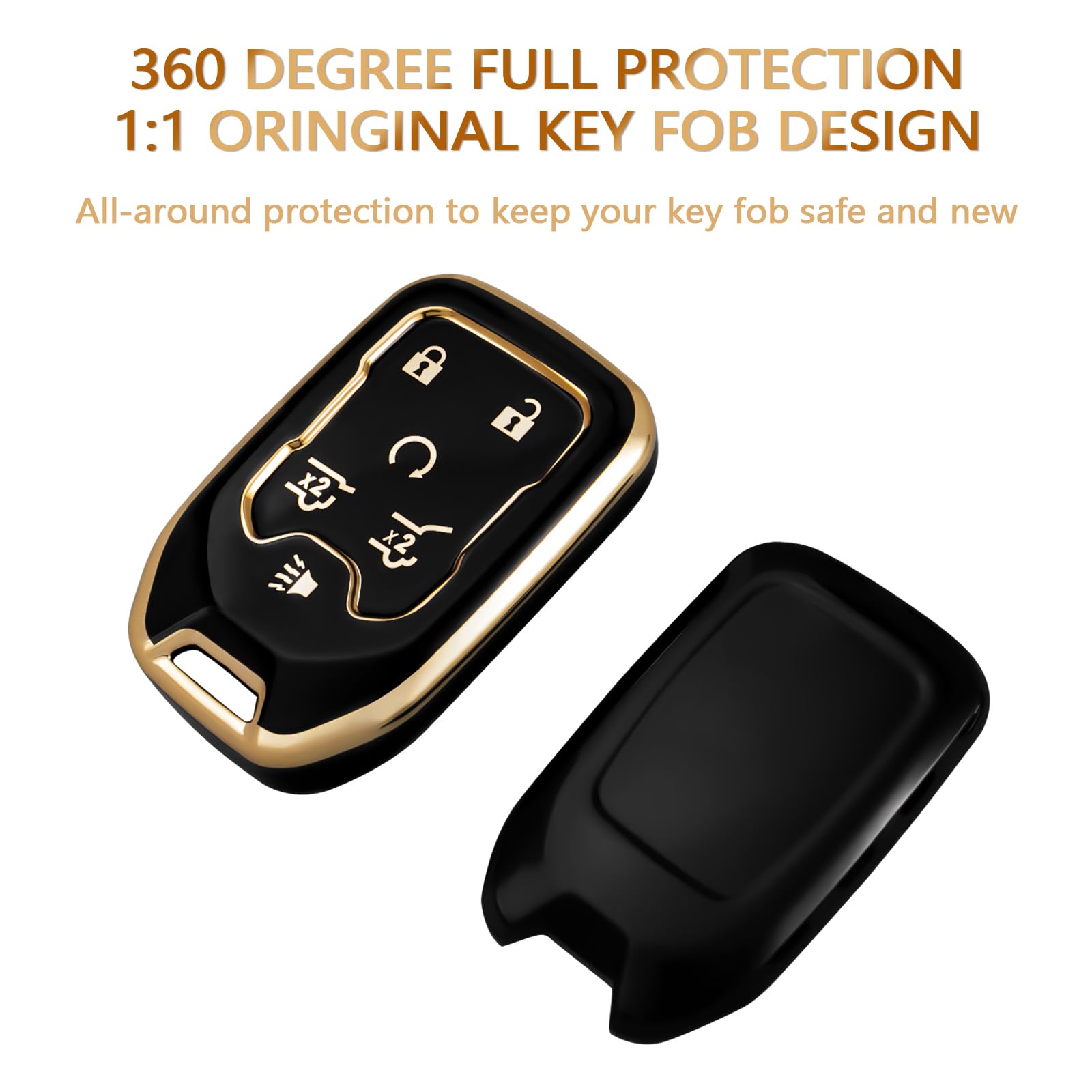 OFFCURVE Key Fob Cover with Keychain for GMC Yukon/Yukon XL Terrain Acadia Sierra Key Fob Case for Chevy Chevrolet Suburban Taho