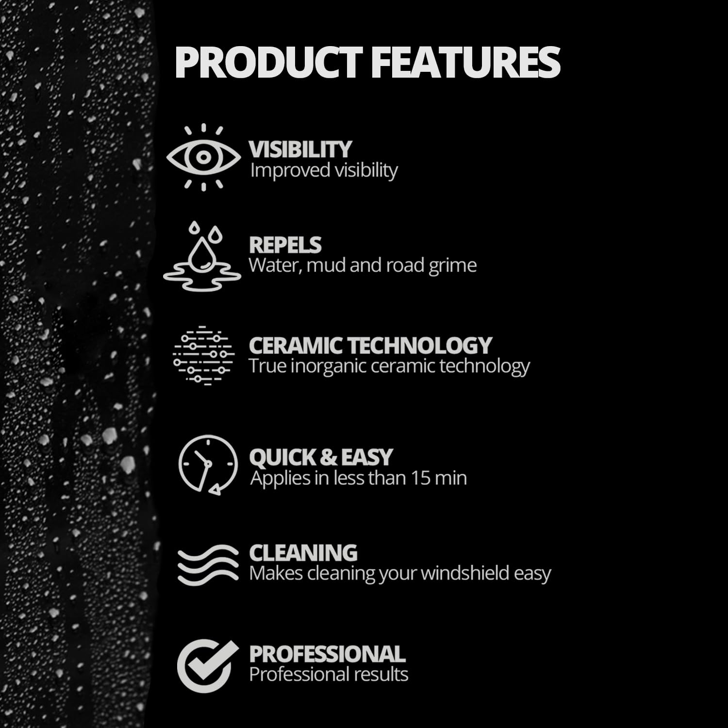 Cerakote Ceramic Glass Coat Protectant Pro Pack (20 Count Wipes) - Hydrophobic Automotive Rain Repellant, Long-Lasting And Durab