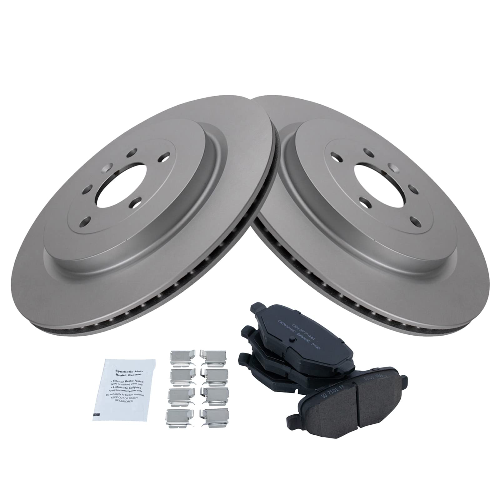 Trq Rear Brake Pad & Rotor Kit Brake Pads Brake Rotor Ceramic Premium G-Coated Compatible With 2013-2019 Ford Explorer Flex Poli