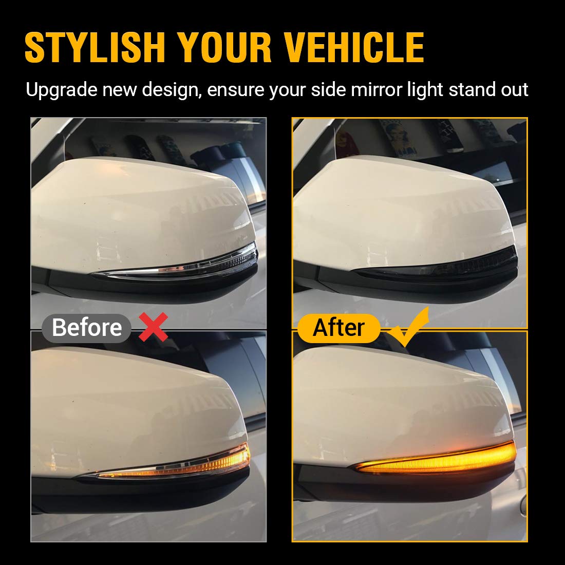 Suparee Led Side Mirror Turn Signal Lights, Sequential Dynamic Indicator Strip Fit For 2016-2021 Tacoma, 2019-2021 Rav4 Xa50, 20