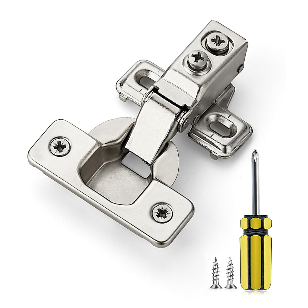 Ravinte 50 Pack 25 Pairs 5/8 Inch Overlay Brushed Nickel Short Arm Kitchen Cabinet Hinges,Soft Close 105 Degree Concealed Hinges With Screwdriver And Mounting Screws Used For Face Frame Door