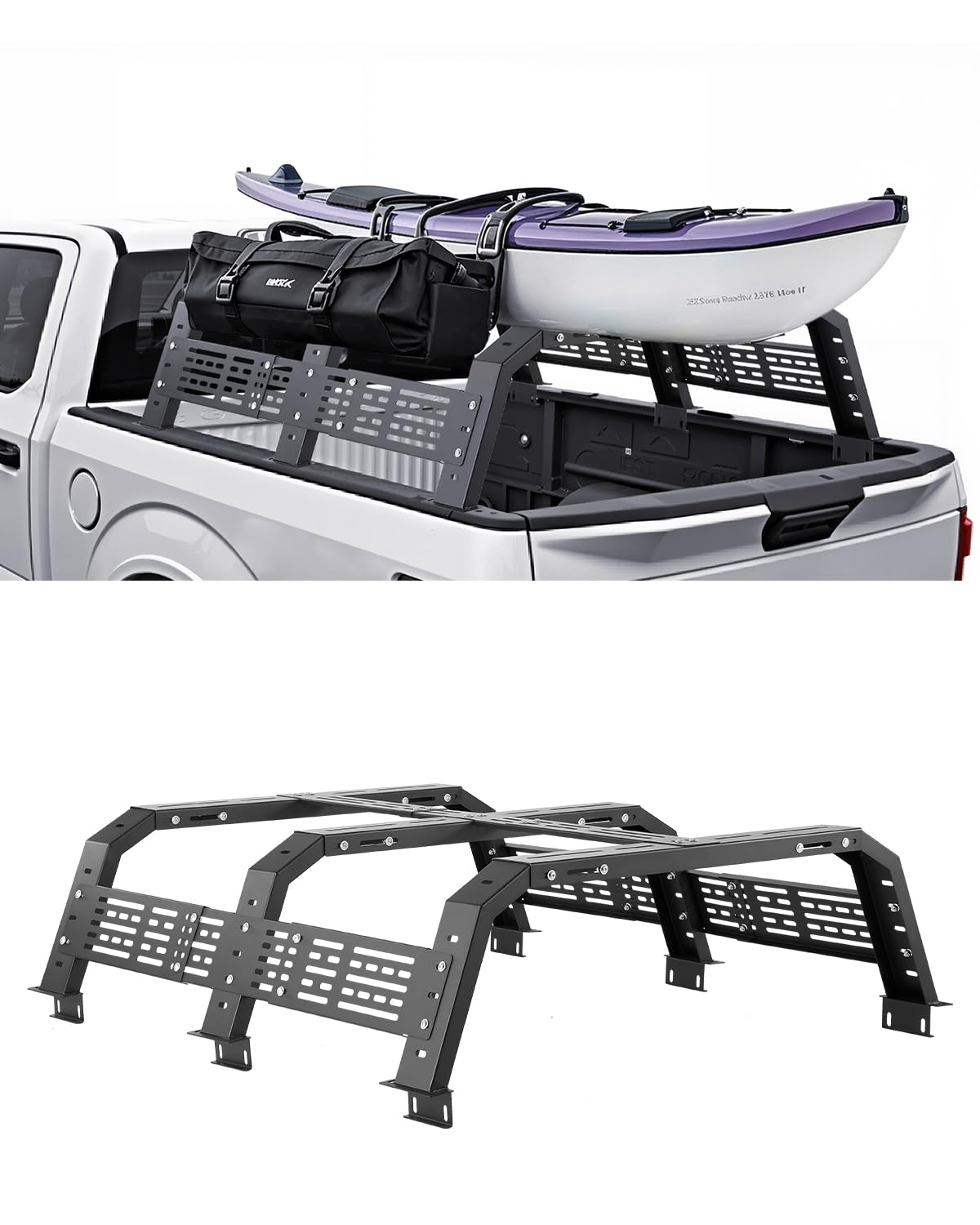 VEVOR Overland Truck Bed Rack, 54.3-68.3 in Width, Adjustable Overland Bed Cargo Rack with Sidebar and 900 lbs Static Load Capac