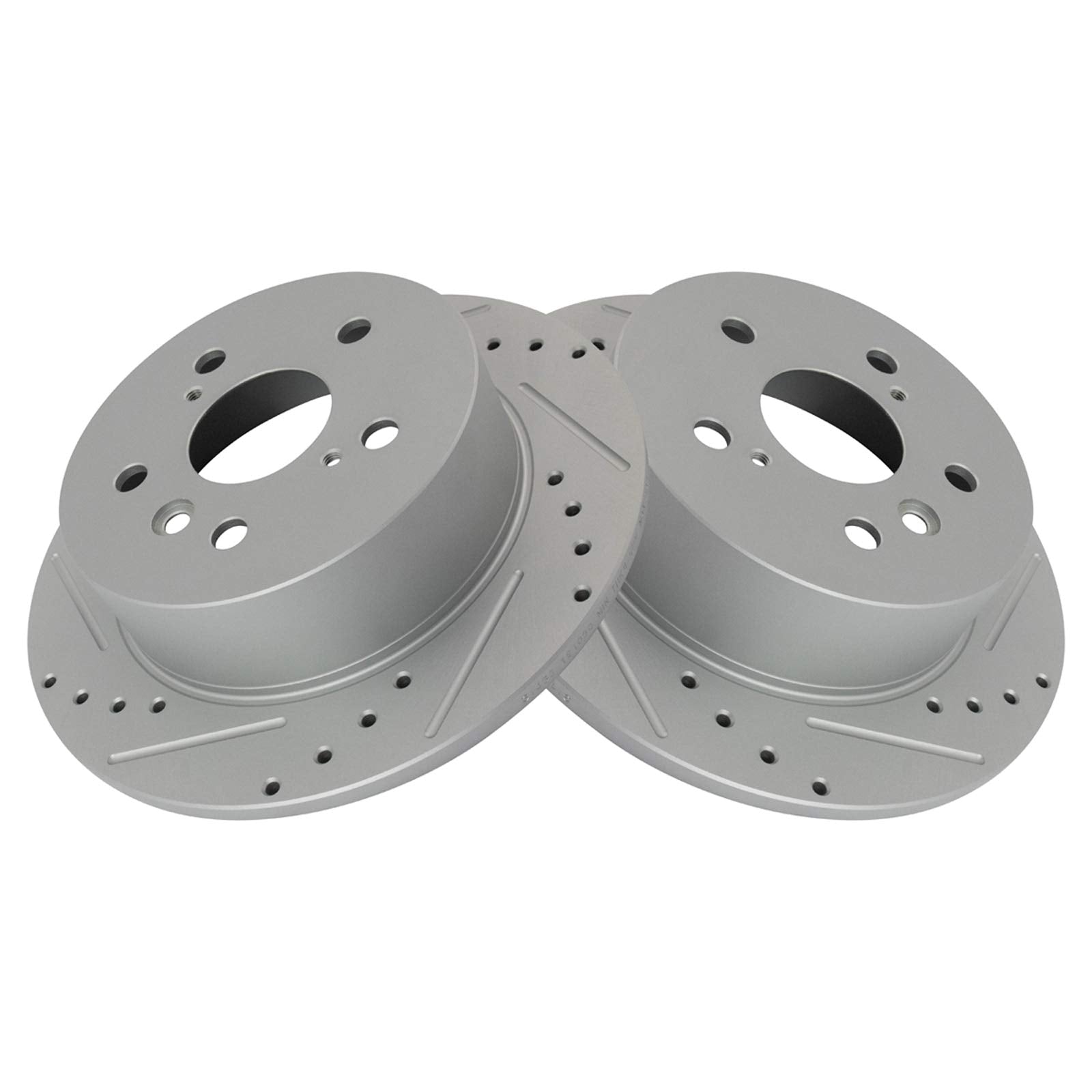 Trq Rear Performance Brake Rotors Set Solid Premium G-Coated Cross Drilled & Slotted Compatible With 2007-2012 Lexus Es350 2008-