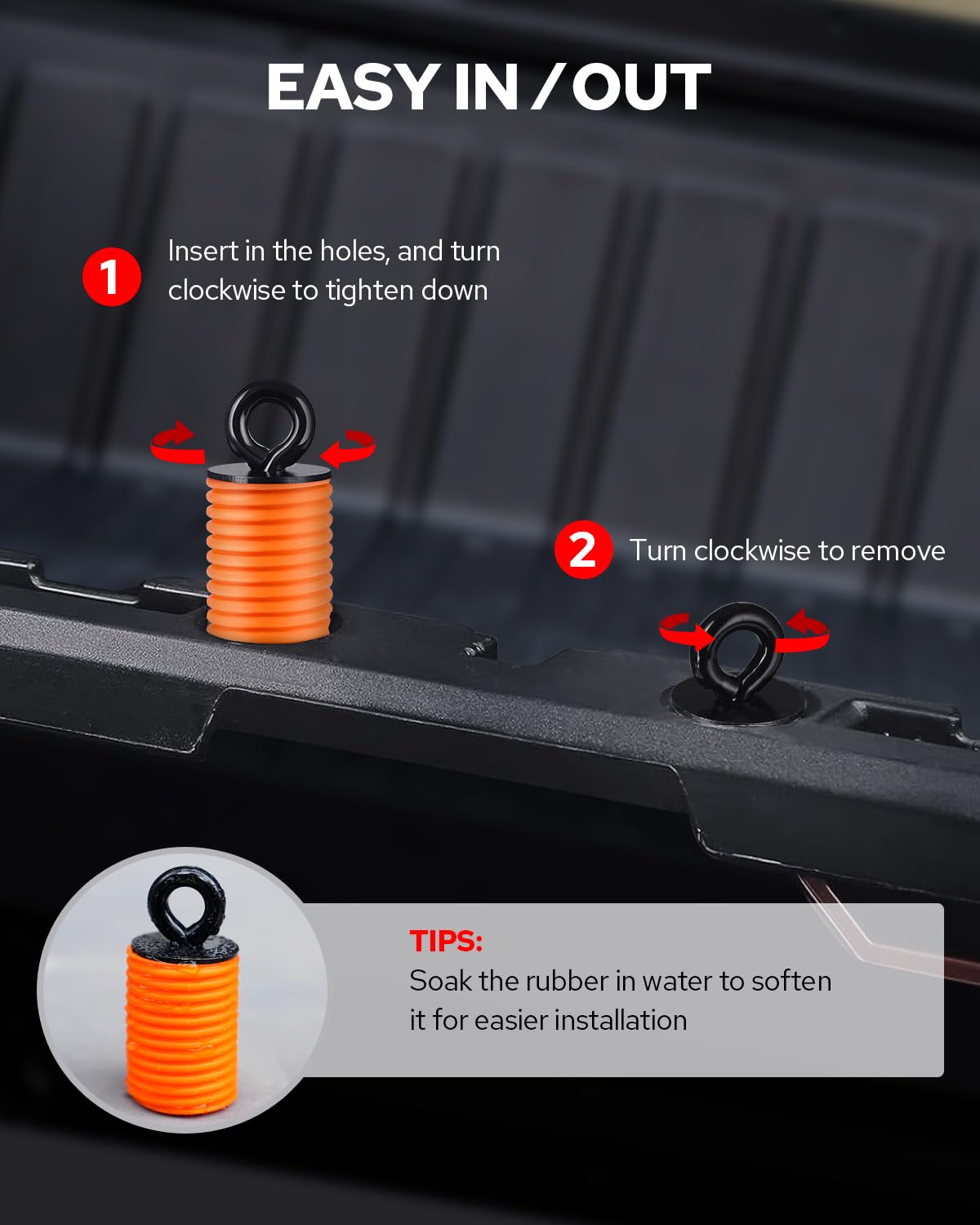 Benlari ATV Tie Down Anchors Lock and Ride Iron Ruber Fit for Polaris Ranger General 1000 XP 900 XP 800 700 500 570 General 1000