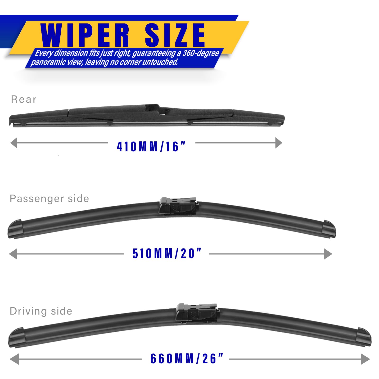 3 Wipers Replacement For 2016-2021 Lexus Rx350/2016-2022 Lexus Rx450H, Windshield Wiper Blades Original Equipment Replacement -
