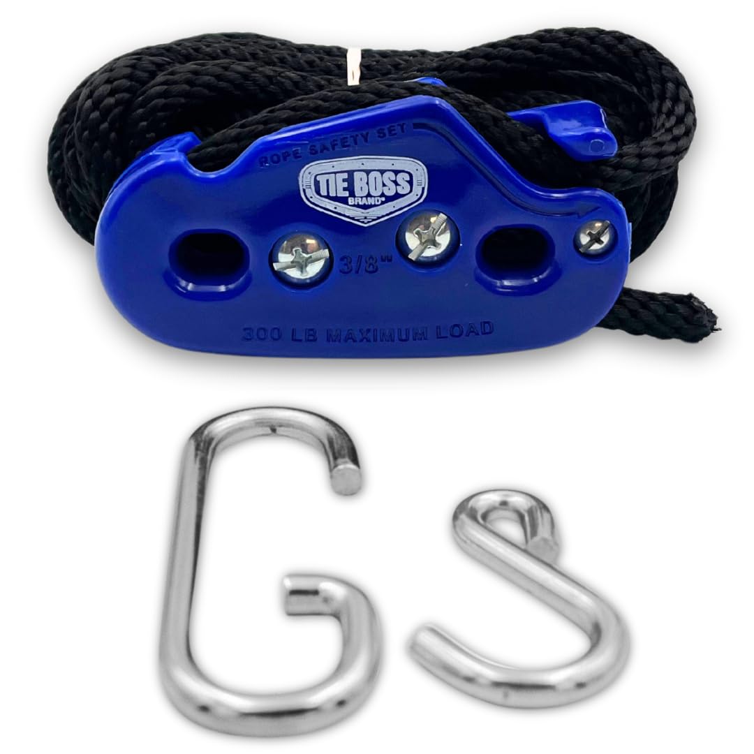 Tie Boss - 3/8 Inch, Heavy Duty, (300 Lbs Working Load Limit), Weather Resistant, Tie Down, Rope Tightening System, (W/15 Ft Rop