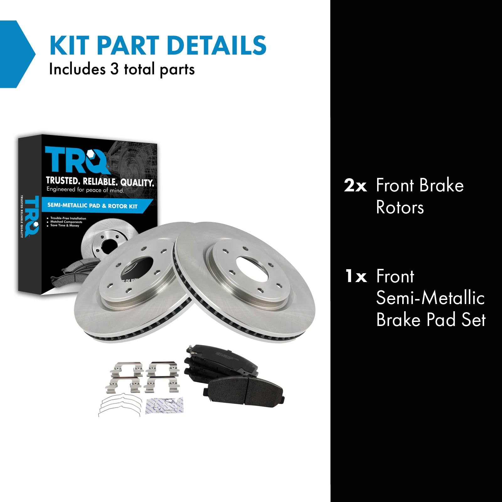 Trq Semi Metallic Disc Brake Pads & 2 Rotors Set For 06-07 Infiniti Qx56 Armada