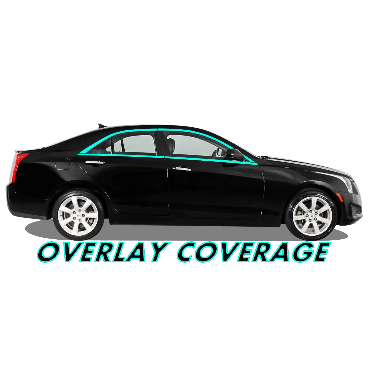 Slickmod Chrome Delete Blackout Vinyl Overlay For 2013-2018 Cadillac Ats Sedan Window Trim (Gloss Black)