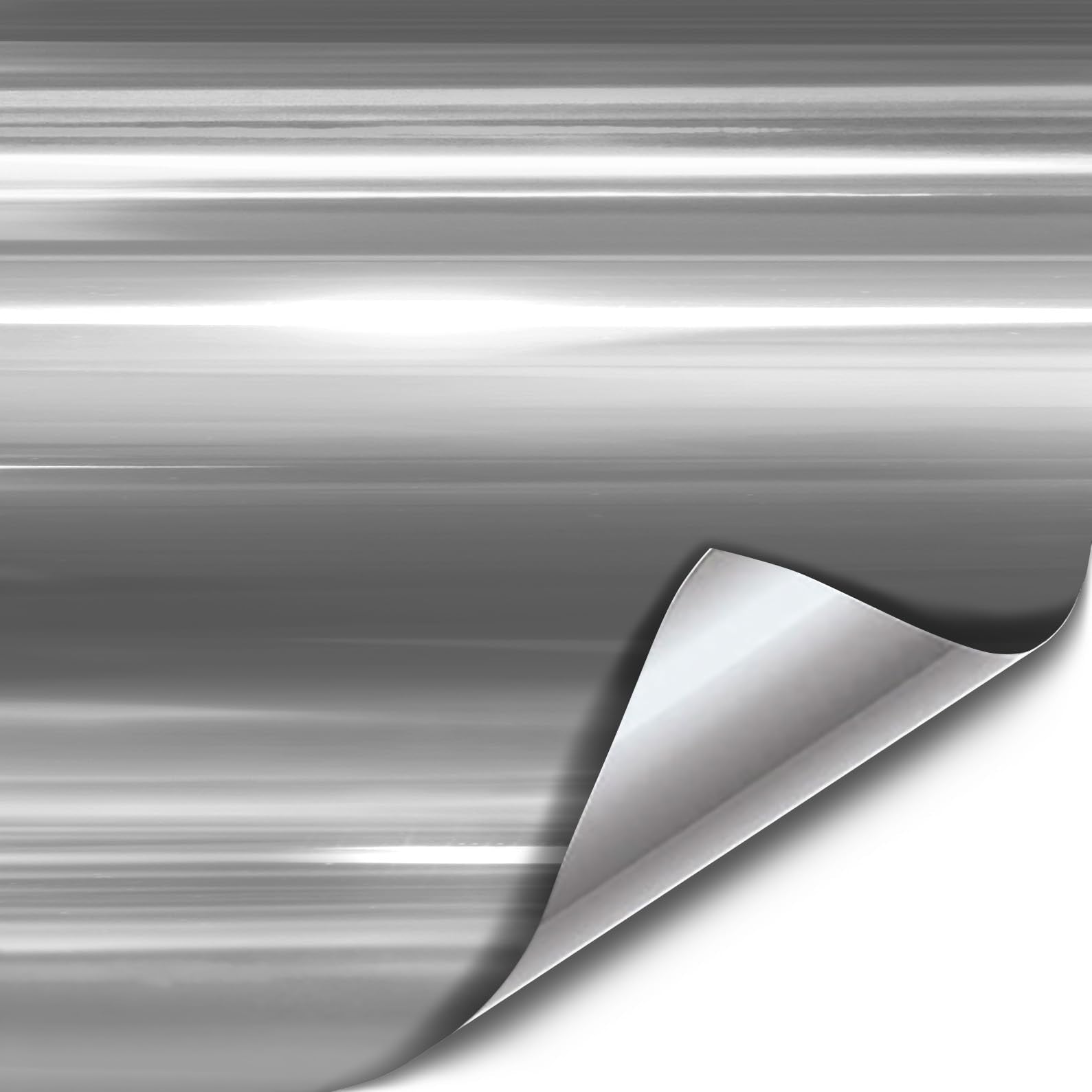 Vvivid Gloss Chrome Silver Vinyl Wrap Adhesive Film Roll Air Release Diy Decal Sheet (3Ft X 5Ft)