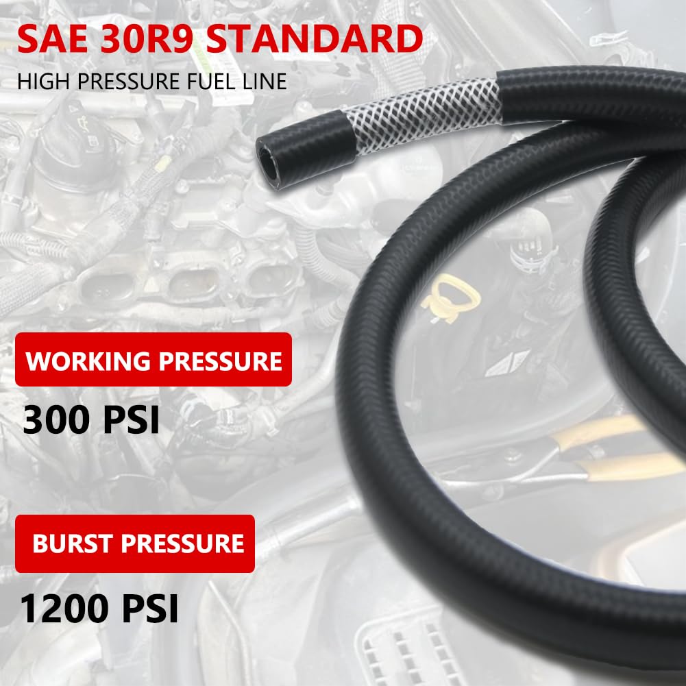 Byredio 1/2 Fuel Line Hose Transmission Cooler Hose 300Psi High Pressure Power Steering Fuel Injection Hose