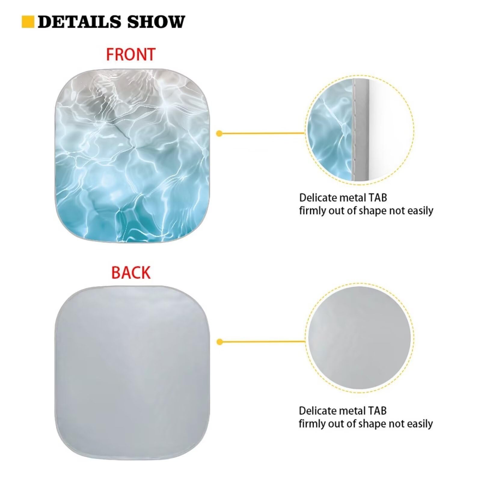 Huisefor Blue Ocean Car Windshield Sunshades For Front Window Water Wave Window Sun Shades Foldable 2-Piece Car Sun Shades Block