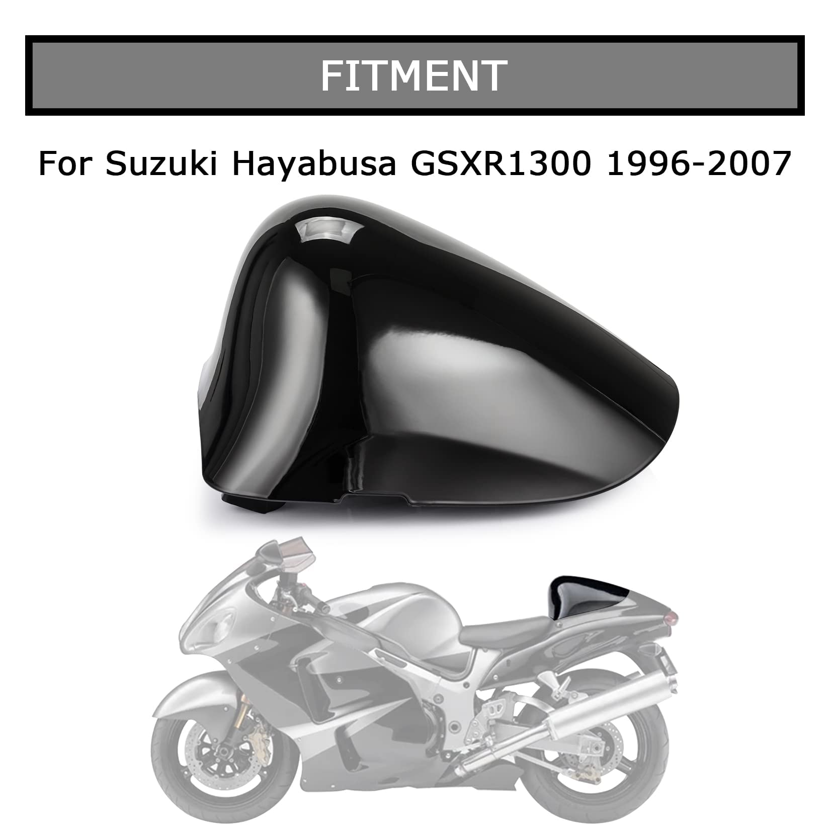 PSLER Cowl Rear Seat Cover Rear Seat Fairing Cover for Hayabusa GSXR1300 1996-2007 (Black)