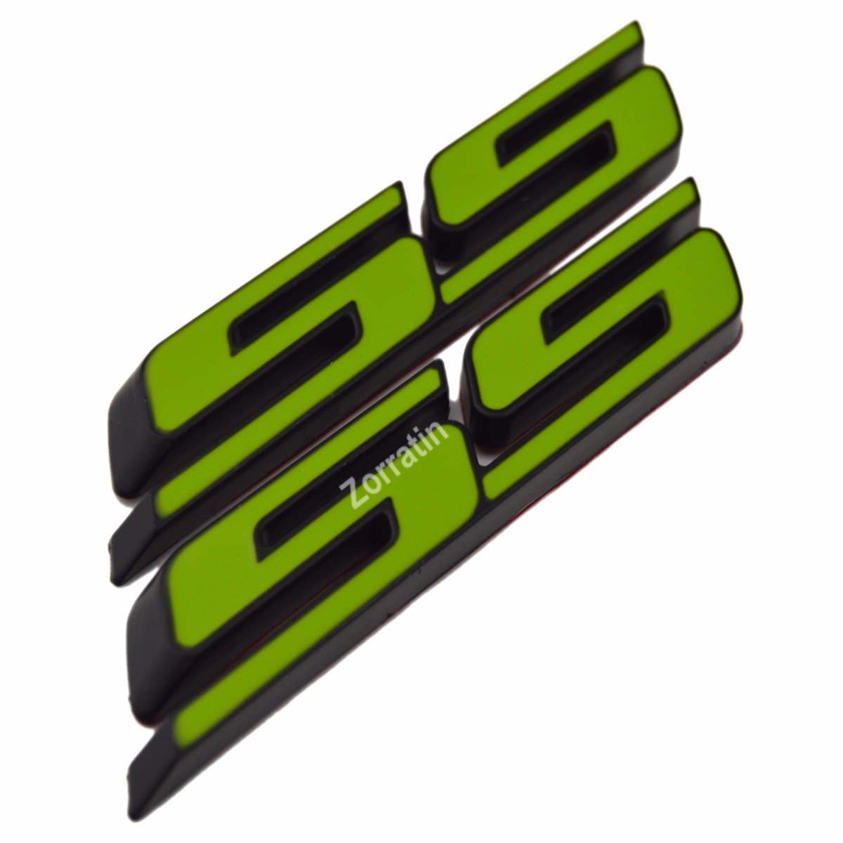 Green Slant Ss Grill Side Trunk Emblem Badge Decal With Adhesive For Chevrolet Chevy Camaro Impala Malibu Holden 2010-2015 (2 Pi