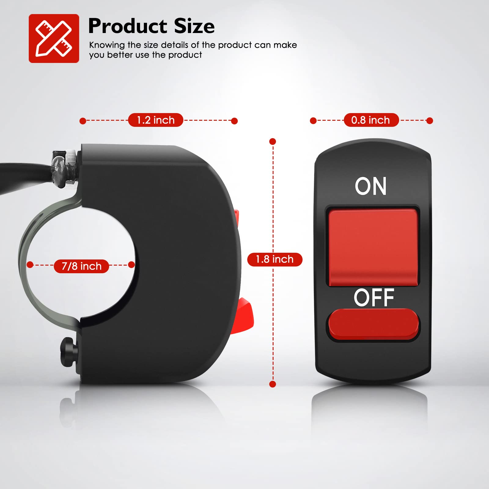 Belinous 7/8'' Handlebar On/Off Switch For Motorcycle Dirt Bike Atv Led Headlight Light Bar Driving Running Brake Lights