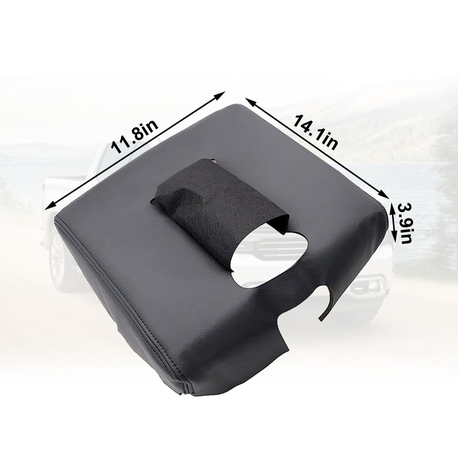 Secosautoparts Black Leather Center Console Leather Lid Armrest Cover Replacement Compatible With Chevy Silverado Gmc Sierra 2014 2015 2016 2017 2018 Black Made By Quality Automotive Pvc Leather