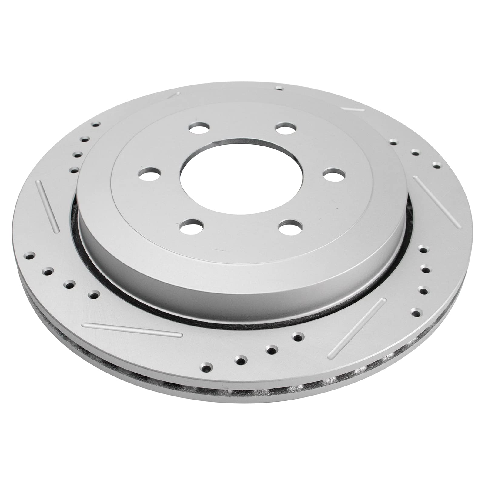 Trq Rear Performance Brake Rotors Set Premium G-Coated Cross Drilled & Slotted Compatible With 2007-2017 Ford Expedition Lincoln