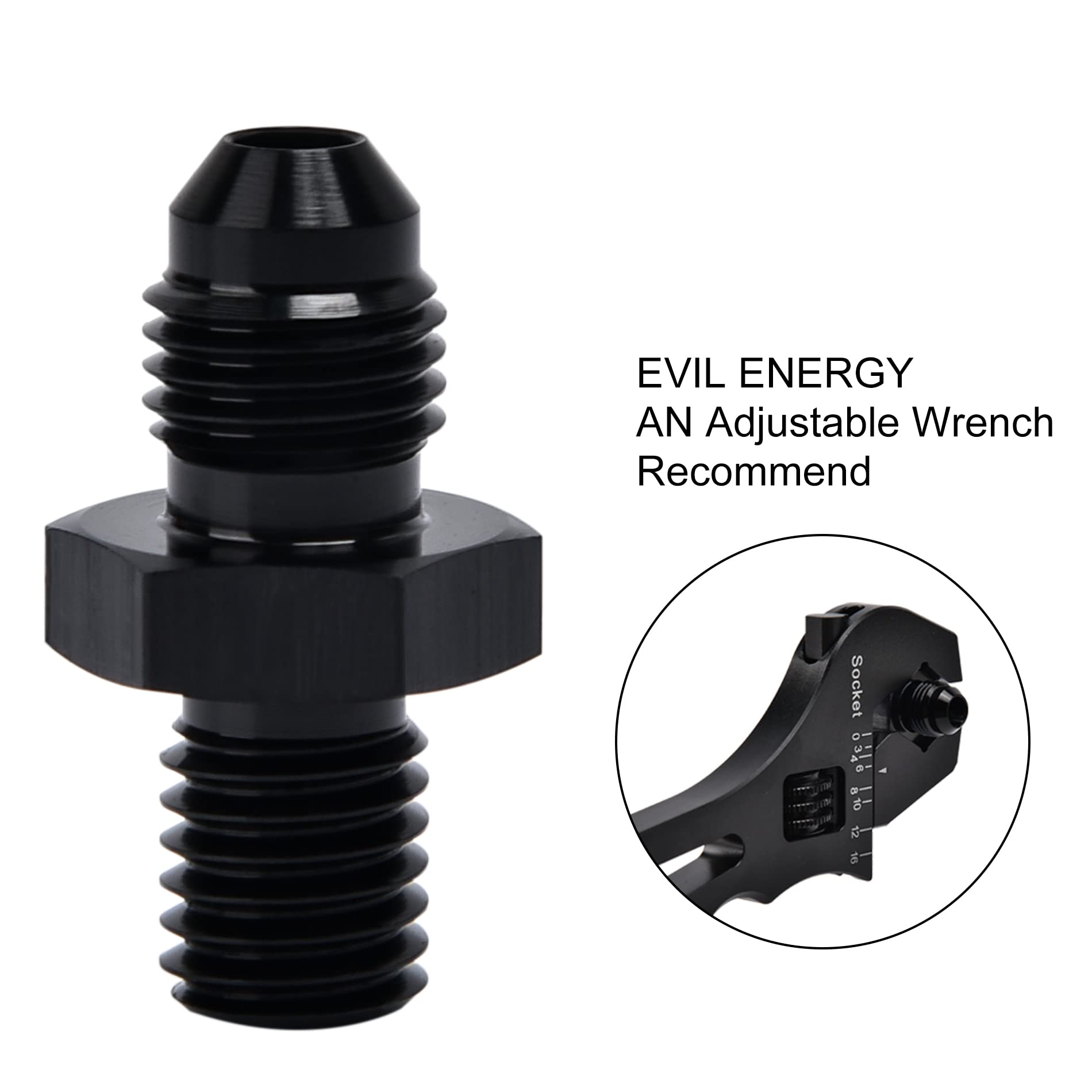 Evil Energy 4An Male Flare To M10 X 1.5Mm Male Metric Fitting Adapter Aluminium Alloy 2Pcs