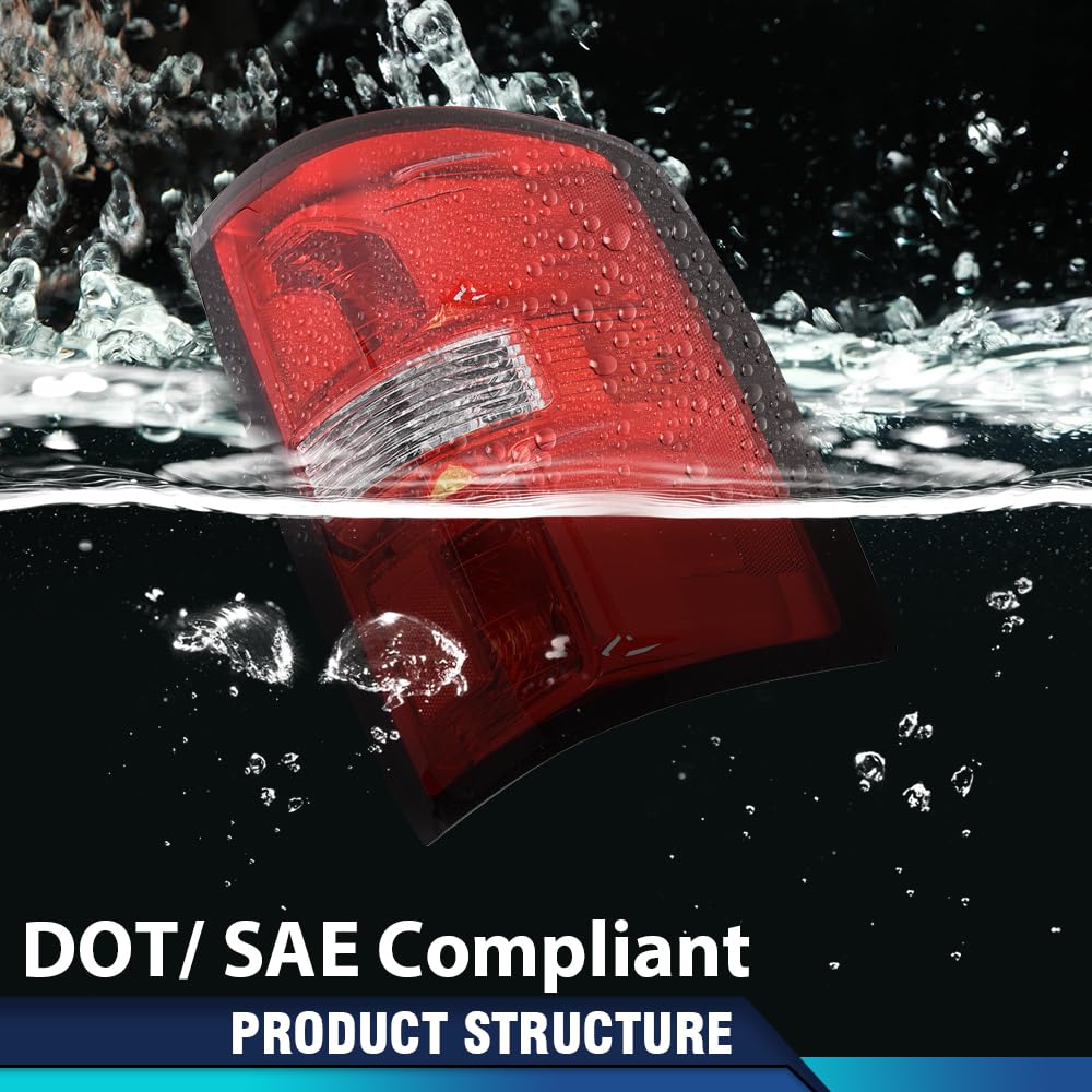 Pit66 Red Lens Right Tail Lights Lamp W/O Bulbs Fit Gmc Sierra 1500 2014-2018/Fit Gmc Sierra 2500 Hd 2015-2019/Fit Gmc Siera 350