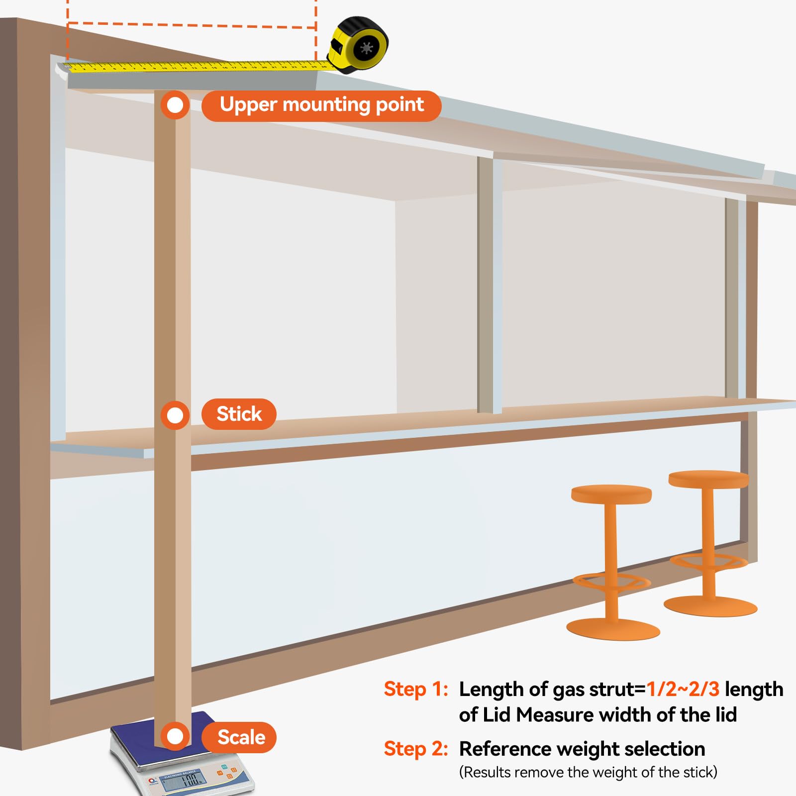 Pamagoo C1615953 35 Inch Gas Strut 100 Lbs Shock, 35.43'' Long Gas Spring Prop Lift For Truck Undercover Tonneau Cover Pick-Up H