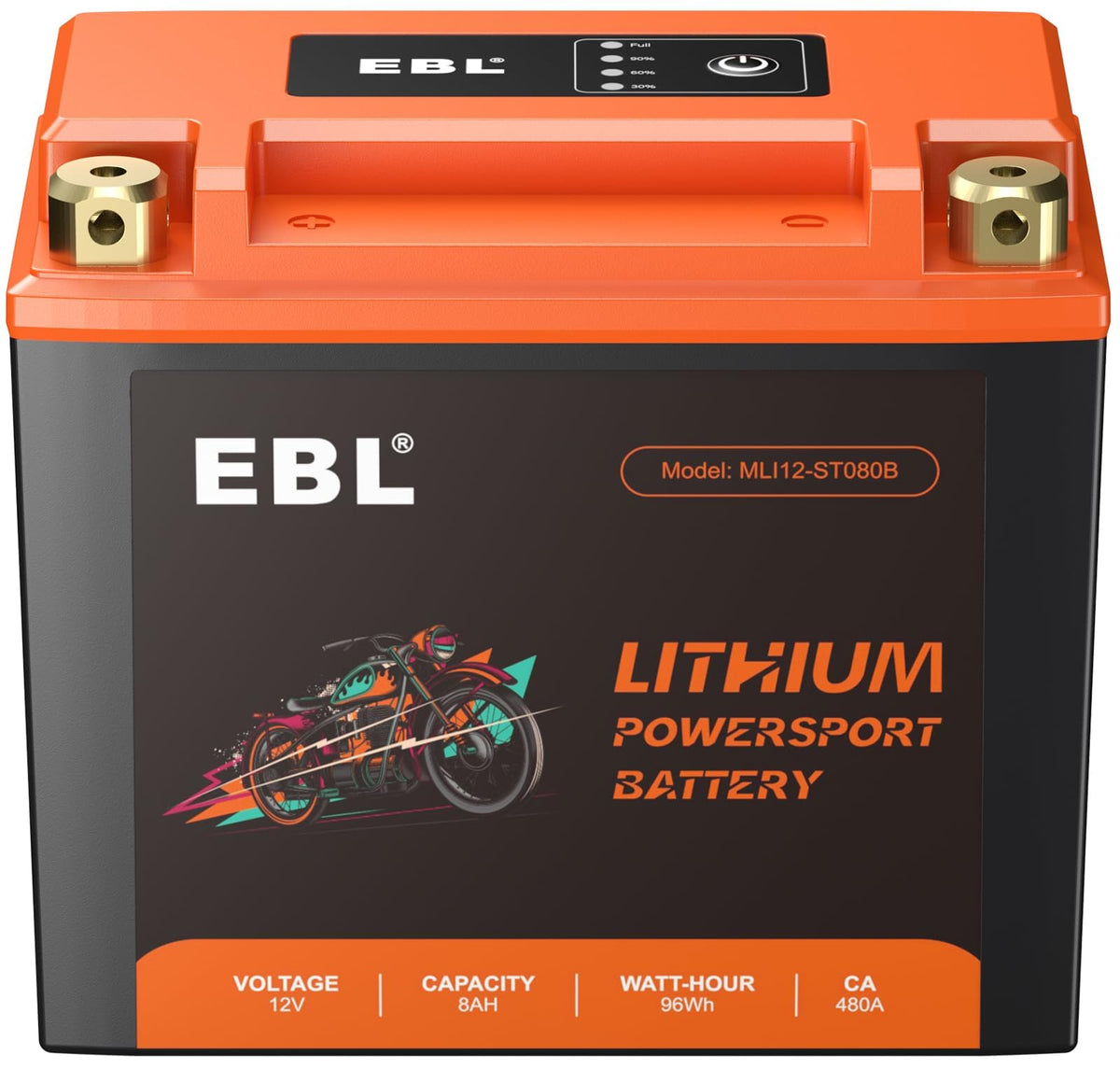 Ebl Ytx14-Bs Motorcycle Battery Lithium Lifepo4 12V 8Ah 480A Powersports Battery Ytx12-Bs Compatible Atv, Utv, Jet Ski, Quad, La