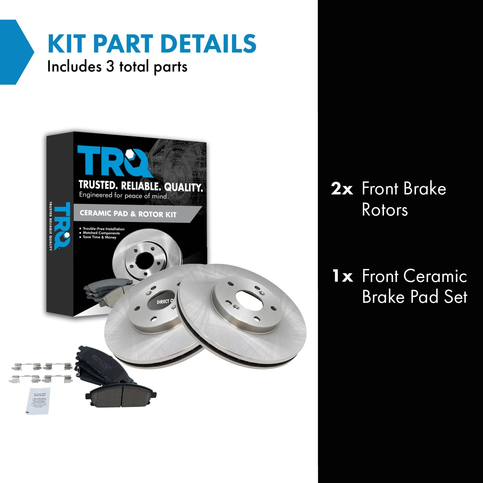Trq Front Brake Pad & Rotor Kit Brake Pads Brake Rotor Ceramic Compatible With 2003-2006 Acura Mdx