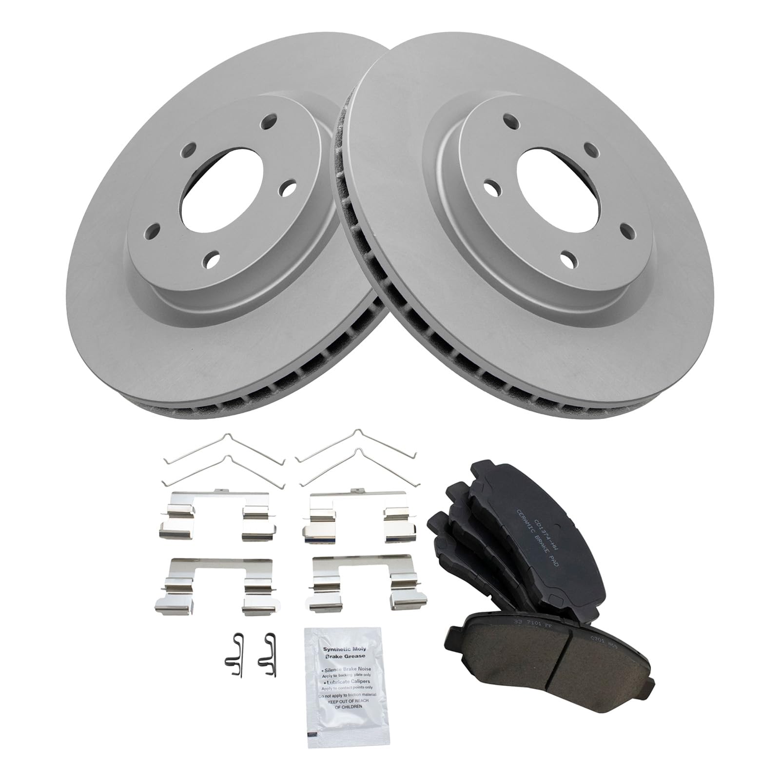 Trq Front Brake Pad & Rotor Kit Brake Pads Brake Rotor Ceramic Compatible With 2009-2012 Nissan Sentra