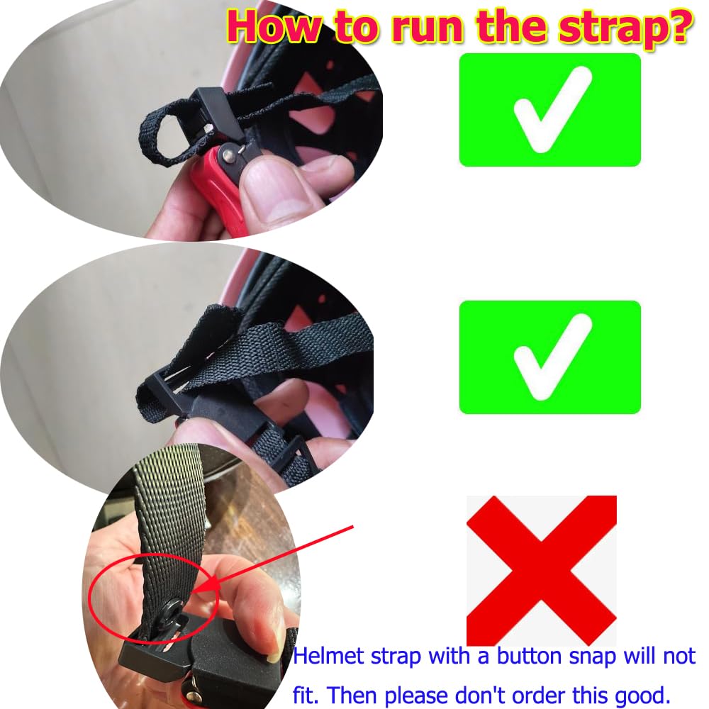 Yehveh 2 Set Helmet Quick Release Buckle Kit Replacement Speed Clip Ratcheted Pull Lock With Spring O Rings Carabiner Chin Strap Adapter Easy To Install Without Removing D-Ring Straps Snap