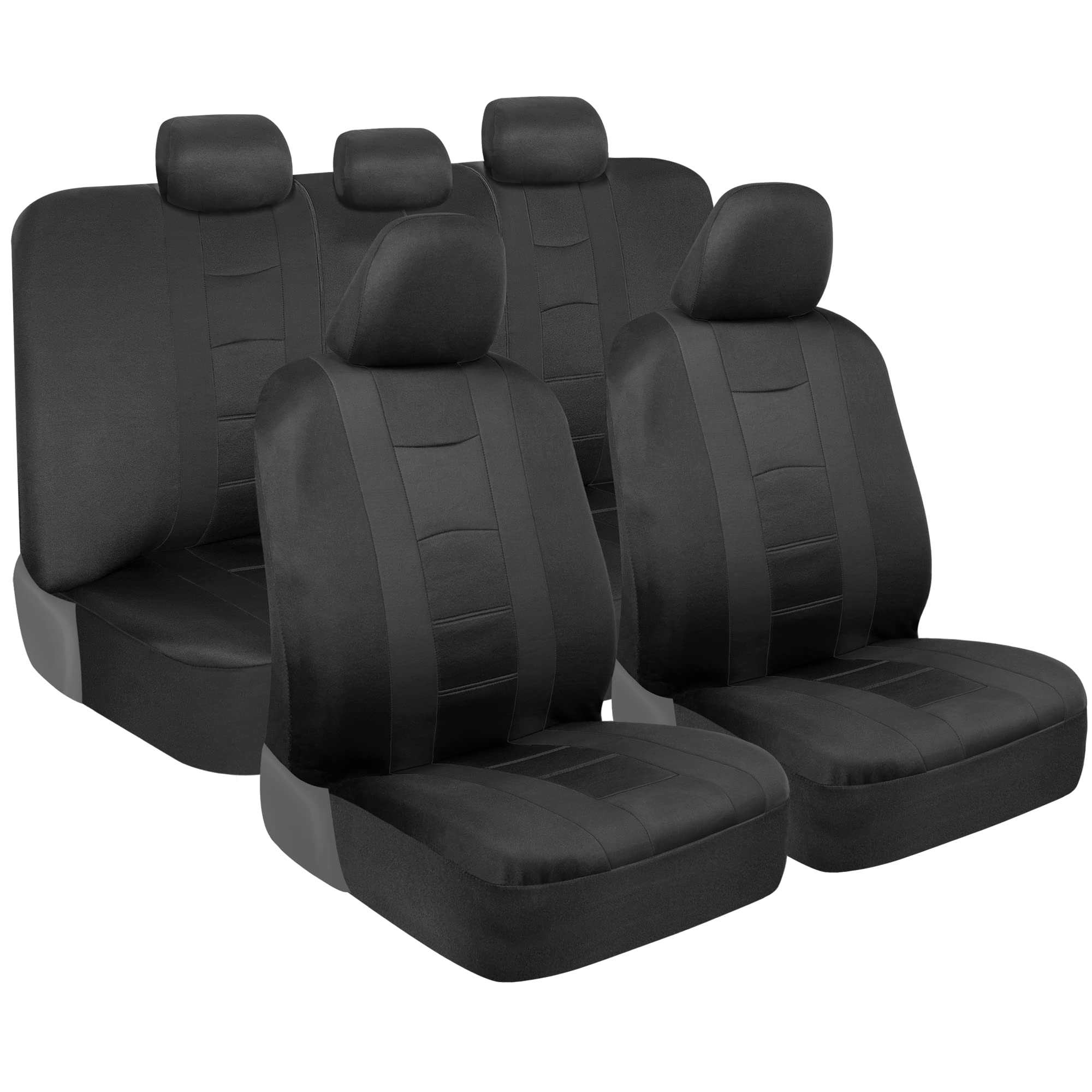 Bdk Carxs Black Car Seat Covers Full Set With Matching Set Of Floor Mats For Suv, Car, & Truck - Car Seat Covers Front Seats & B