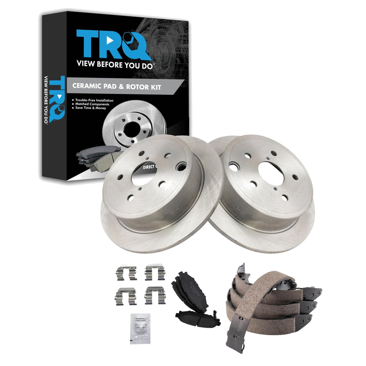 Trq Rear Ceramic Brake Pad & Rotor Kit Compatible With 2015 Subaru Wrx