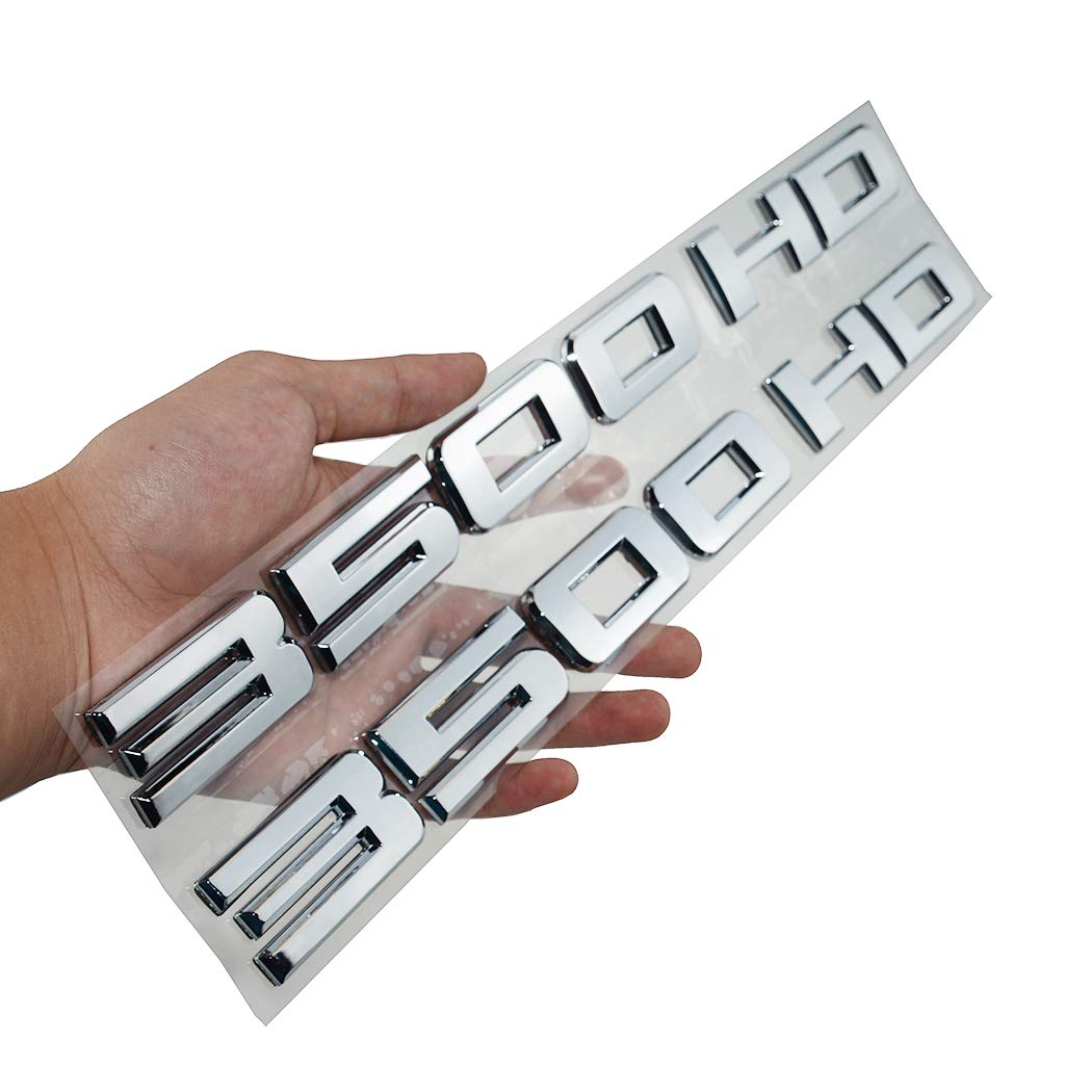 2X Chrome 3500HD Sierra Silverado Door Emblem NAMEPLATE Badge Decal 2500 HD Name FIT for Silverado (Silver)