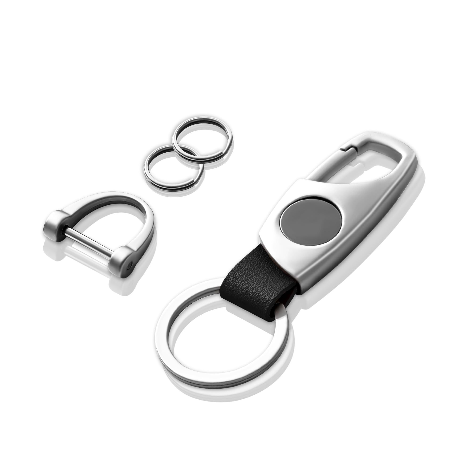 Gkeygo Carabiner Keychain, Key Chains For Car Key With 2 Key Rings And Anti-Lost D-Ring, Multifunctional Keychains For Men And W