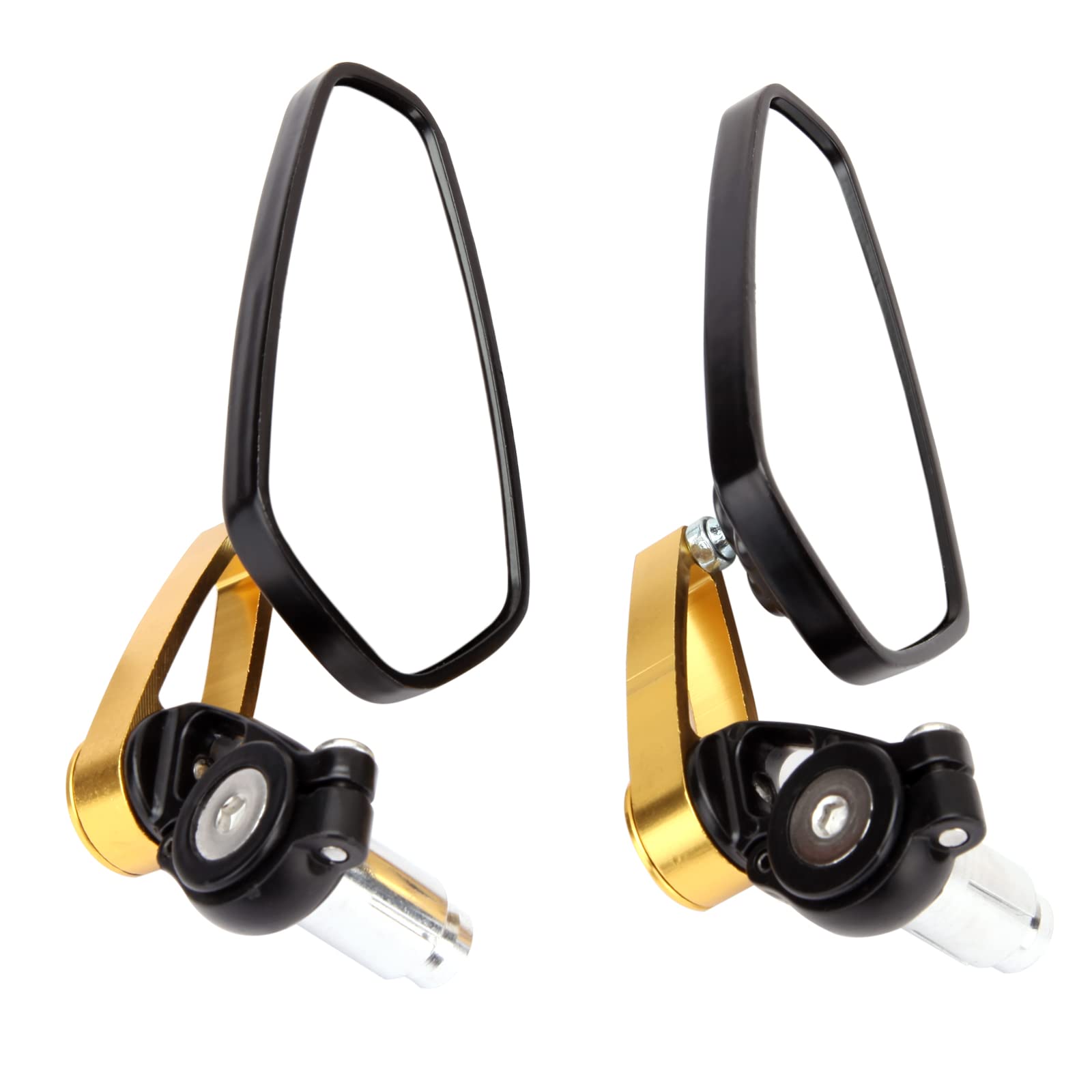 Universal Black Motorcycle Billet Aluminum 7/8 22 Bar End Side Rearview Mirrors (Gold)