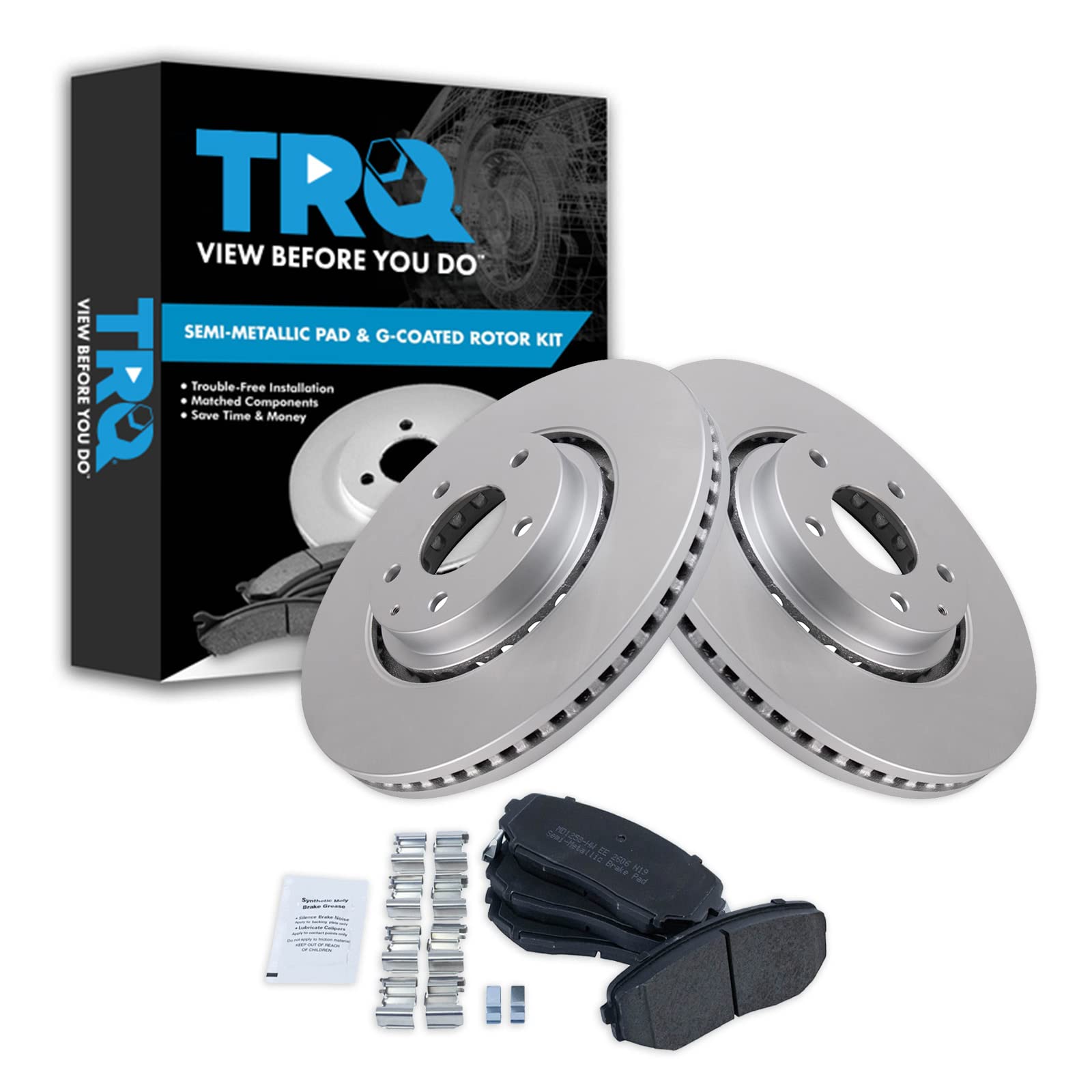 Trq Front Brake Pad & Rotor Kit Brake Pads Brake Rotor Semi-Metallic Premium G-Coated Compatible With 2019 Mazda Cx-5 2016-2018